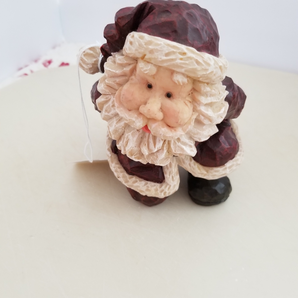 Festive Santa Claus Figurine - Red and Cream